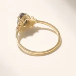 14k Gold Vintage Pear Salt and Pepper Diamond Engagement Ring, Solid Gold Ring - Image 7