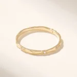 14k Solid Gold Slim Wedding Ring: Real Natural Diamond Delicate Stacking Band - Image 2