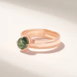 14K Solid Gold Moss Agate Solitaire Ring - Image 5