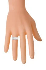 18k Gold Solitaire Emerald-Cut Moissanite Diamond Half-Band Ring For Women - Image 4