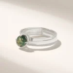 14K Solid Gold Moss Agate Solitaire Ring - Image 6