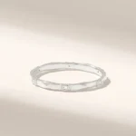 14k Solid Gold Slim Wedding Ring: Real Natural Diamond Delicate Stacking Band - Image 5