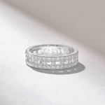 18k Open Squares Pave Wedding Band: Iced Out Diamond Full Eternity Matching Band - Image 6