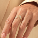 密鑲天然鑽石袖口戒指 | 14k金個性戒指 | 純金開口婚禮