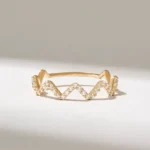 Natural Diamond Zigzag Ring | 18K Solid Gold Stacking Ring for Women | Pave Wave Ring - Image 2