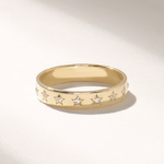 18K Solid Gold Star Eternity Wedding Band: Women's Ring with Star Set Natural Diamonds - Image 6